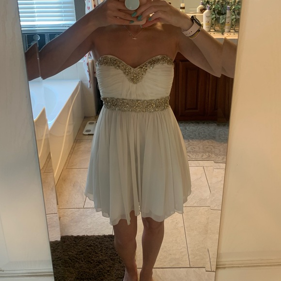 Strapless White Beaded My Michelle Dress - Picture 4 of 4